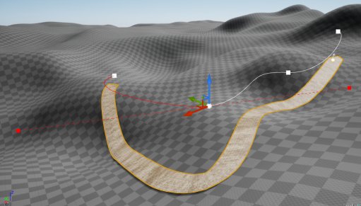 Road geometry conforms to terrain.